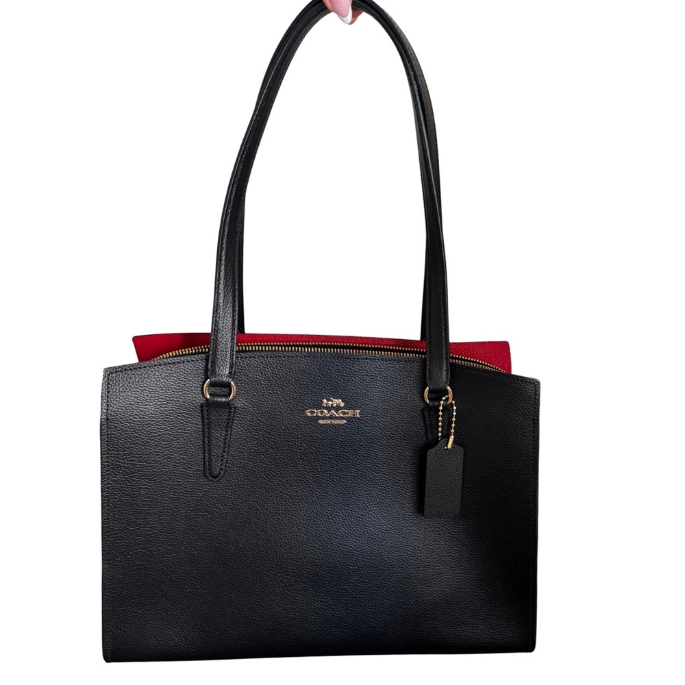 Coach Leather Tote- Black & Red